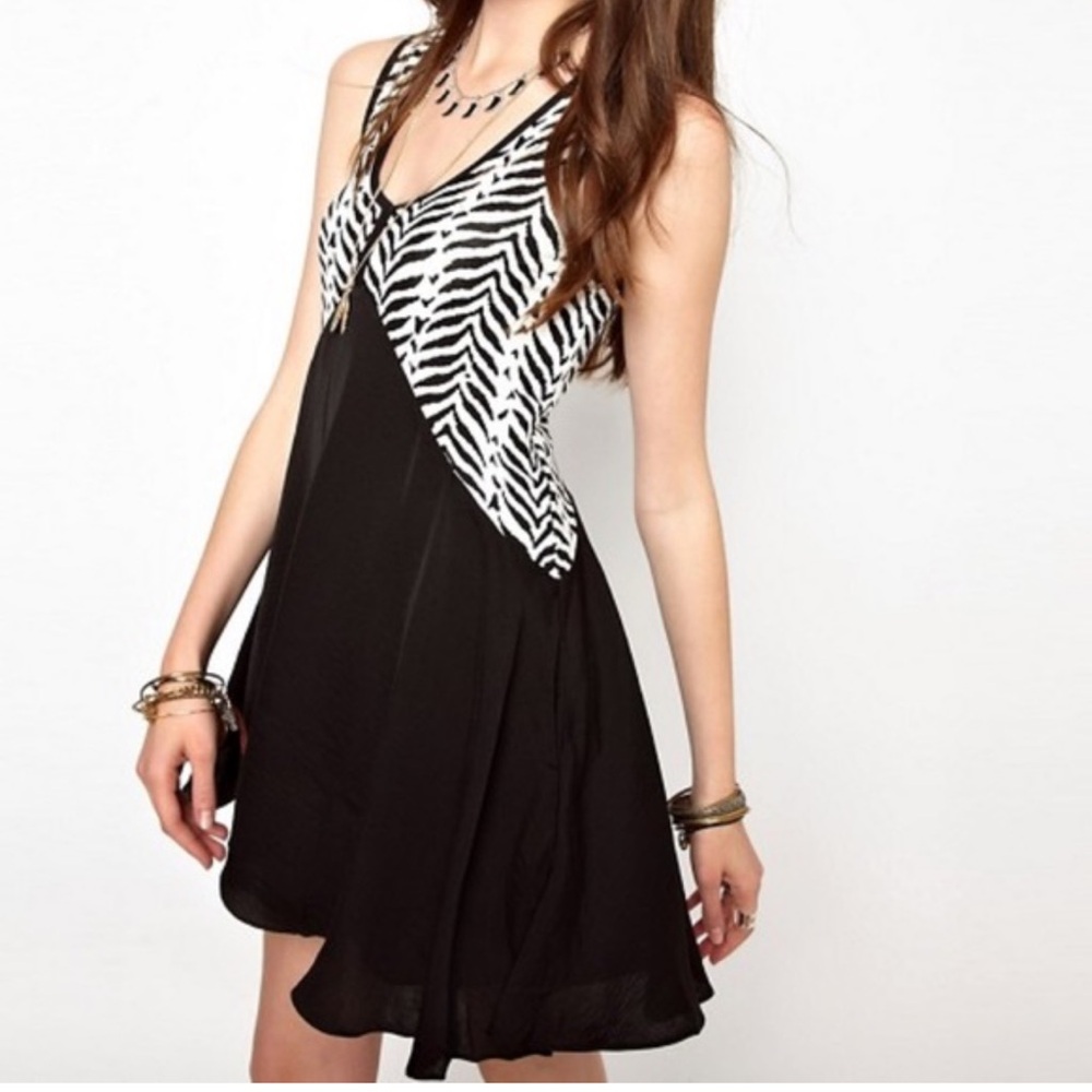 Free People Black and White Mini Dress